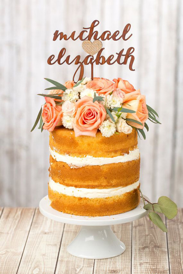 torta nude cake matrimonio color pesca