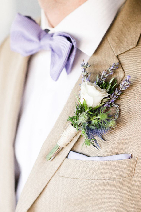 bottoniera sposo matrimonio lavanda